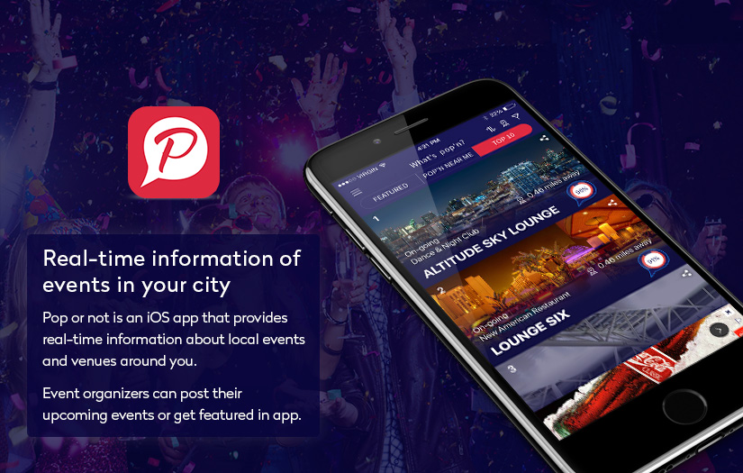 Pop'n Or Not? Real-Time Social Events App screenshot 1